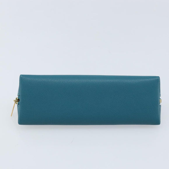 LOUIS VUITTON Trousse Elizabeth Pen Case Leather Blue LV Auth AMZ109A