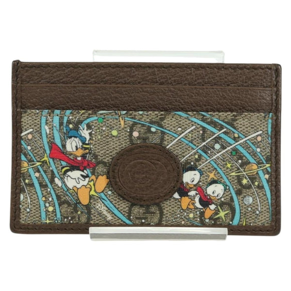GUCCI GG Supreme GUCCIxDisney Card Case PVC Beige 647942 Auth AMZ111M