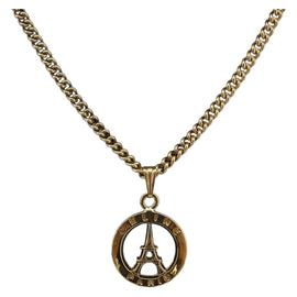 CELINE Necklace metal Gold Tone Auth AMZ113A