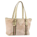 GUCCI GG Canvas Sherry Line Tote Bag Pink Gold Auth AMZ129-1