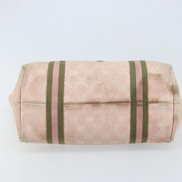 GUCCI GG Canvas Sherry Line Tote Bag Pink Gold Auth AMZ129