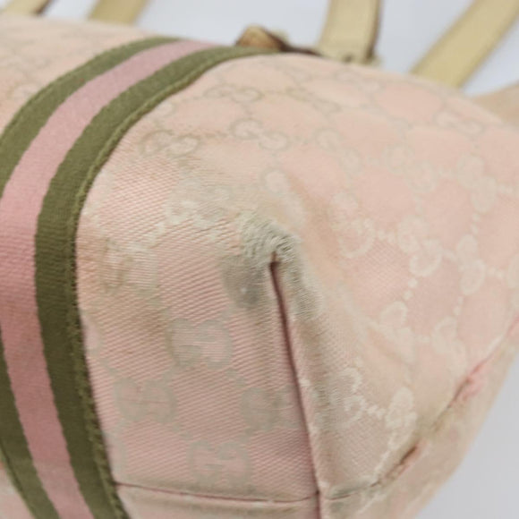 GUCCI GG Canvas Sherry Line Tote Bag Pink Gold Auth AMZ129