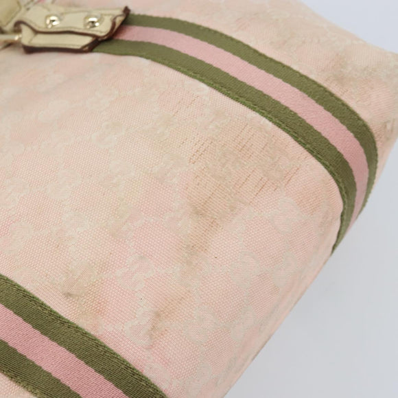 GUCCI GG Canvas Sherry Line Tote Bag Pink Gold Auth AMZ129