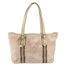 GUCCI GG Canvas Sherry Line Tote Bag Pink Gold Auth AMZ129-13