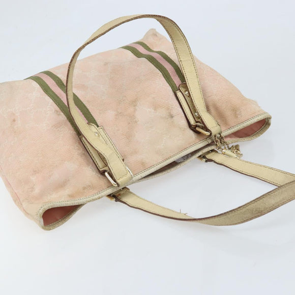 GUCCI GG Canvas Sherry Line Tote Bag Pink Gold Auth AMZ129