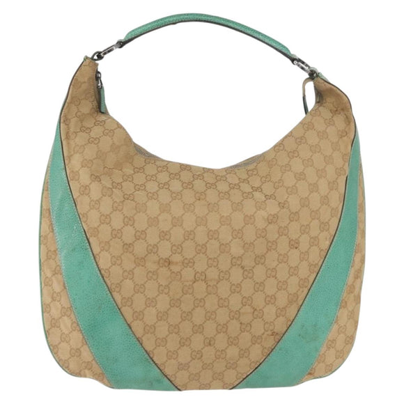 GUCCI GG Canvas Shoulder Bag Beige 124358 Auth AMZ130