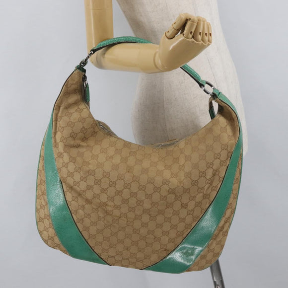 GUCCI GG Canvas Shoulder Bag Beige 124358 Auth AMZ130