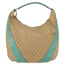 GUCCI GG Canvas Shoulder Bag Beige 124358 Auth AMZ130-3
