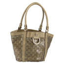 GUCCI GG Crystal Abbey Hand Bag Coated Canvas Beige Gold 211983 Auth AMZ131-1