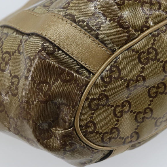 GUCCI GG Crystal Abbey Hand Bag Coated Canvas Beige Gold 211983 Auth AMZ131