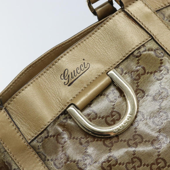 GUCCI GG Crystal Abbey Hand Bag Coated Canvas Beige Gold 211983 Auth AMZ131