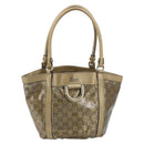 GUCCI GG Crystal Abbey Hand Bag Coated Canvas Beige Gold 211983 Auth AMZ131-13