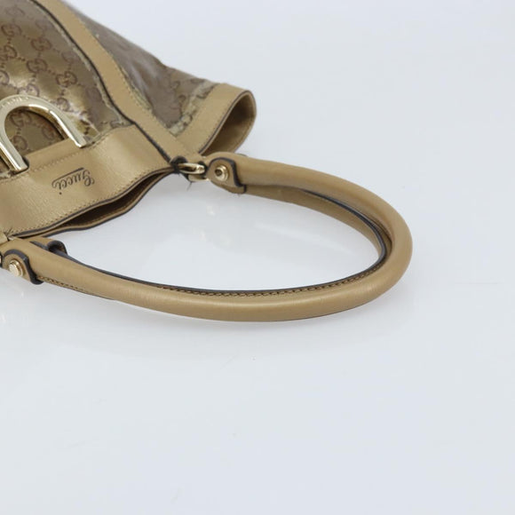 GUCCI GG Crystal Abbey Hand Bag Coated Canvas Beige Gold 211983 Auth AMZ131