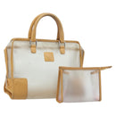 LOEWE Amazona 32 Hand Bag Vinyl Clear Silver Auth AMZ137-1