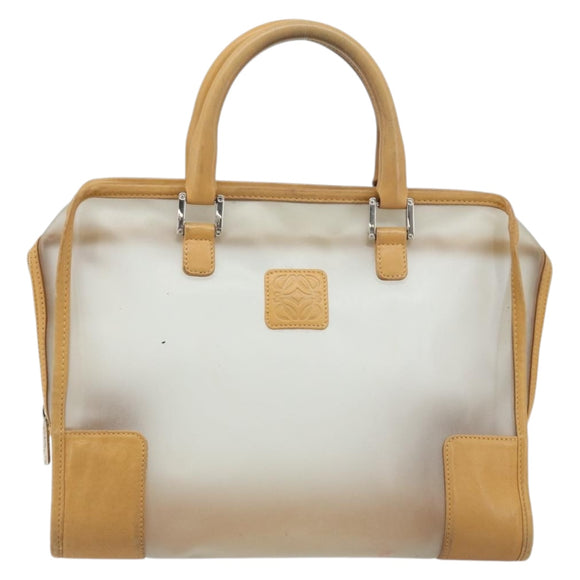 LOEWE Amazona 32 Hand Bag Vinyl Clear Silver Auth AMZ137