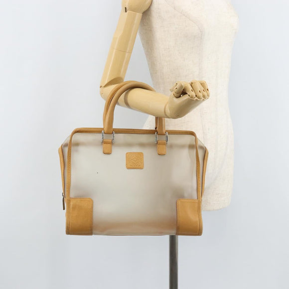 LOEWE Amazona 32 Hand Bag Vinyl Clear Silver Auth AMZ137