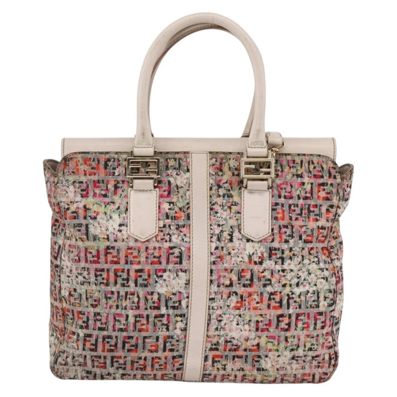 FENDI Zucchino Canvas Hand Bag 2way Multicolor Gold Auth AMZ138A