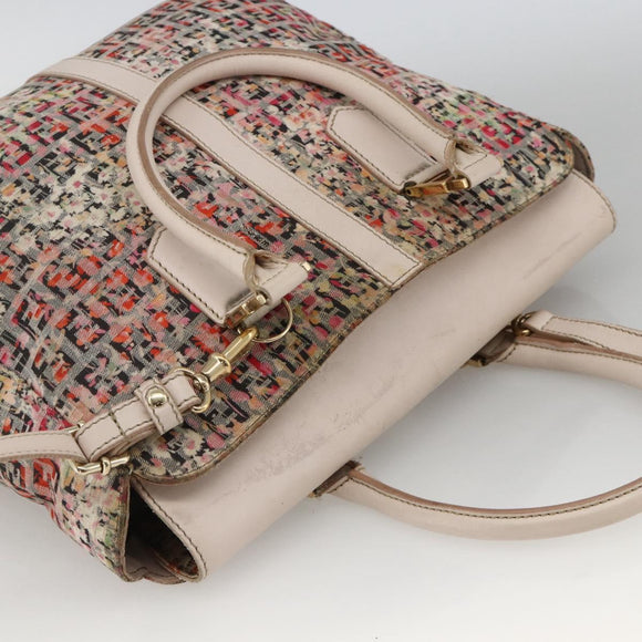 FENDI Zucchino Canvas Hand Bag 2way Multicolor Gold Auth AMZ138A