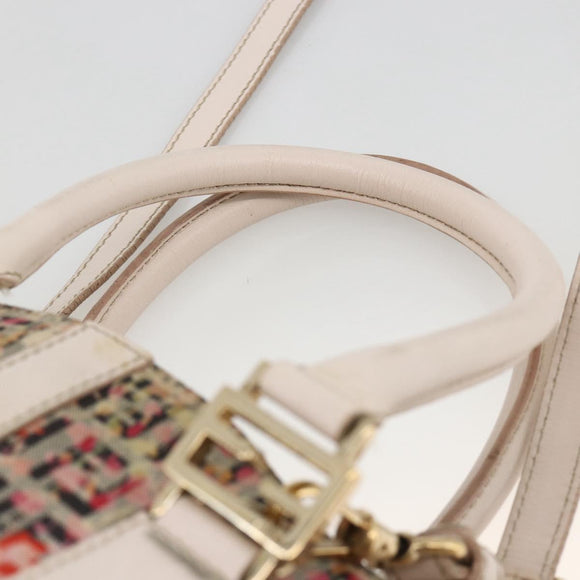 FENDI Zucchino Canvas Hand Bag 2way Multicolor Gold Auth AMZ138A