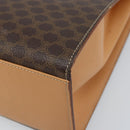 CELINE Macadam Canvas Hand Bag PVC Leather Brown Gold Auth AMZ142A-10