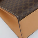 CELINE Macadam Canvas Handtasche PVC Leder Braun Gold Auth AMZ142A-15