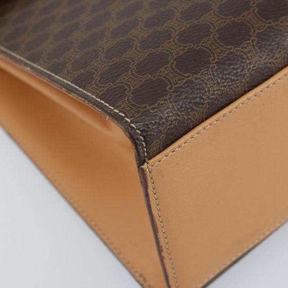 CELINE Macadam Canvas Handtasche PVC Leder Braun Gold Auth AMZ142A