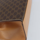 CELINE Macadam Canvas Hand Bag PVC Leather Brown Gold Auth AMZ142A-13