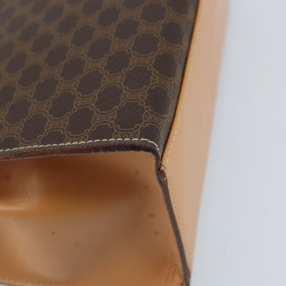 CELINE Macadam Canvas Handtasche PVC Leder Braun Gold Auth AMZ142A