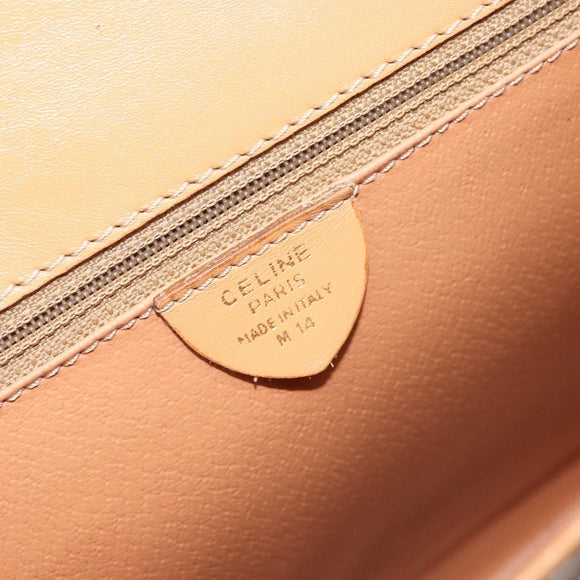 CELINE Macadam Canvas Handtasche PVC Leder Braun Gold Auth AMZ142A