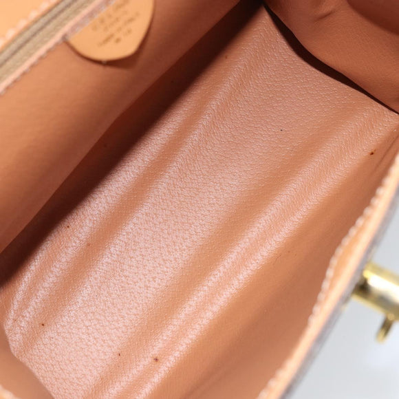 CELINE Macadam Canvas Handtasche PVC Leder Braun Gold Auth AMZ142A