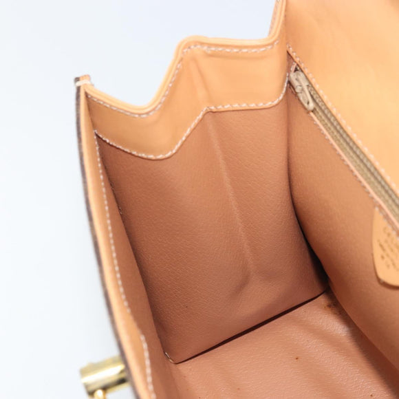 CELINE Macadam Canvas Handtasche PVC Leder Braun Gold Auth AMZ142A