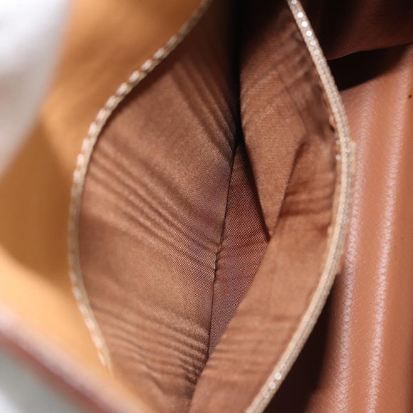 CELINE Macadam Canvas Hand Bag PVC Leather Brown Gold Auth AMZ142A
