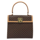 CELINE Macadam Canvas Handtasche PVC Leder Braun Gold Auth AMZ142A-13