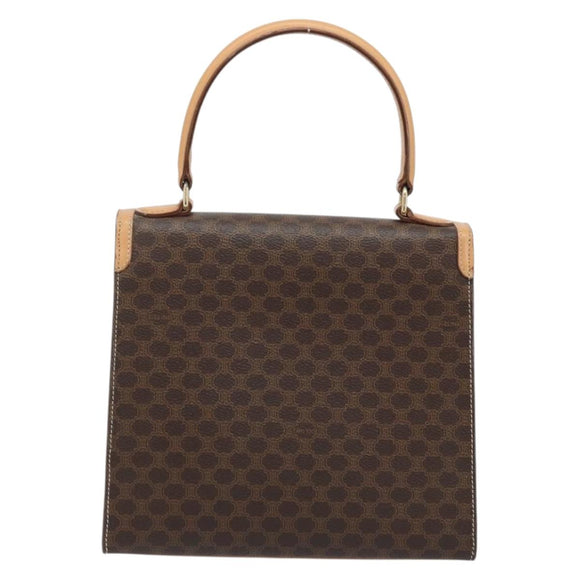 CELINE Macadam Canvas Handtasche PVC Leder Braun Gold Auth AMZ142A