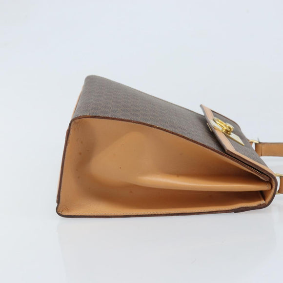 CELINE Macadam Canvas Handtasche PVC Leder Braun Gold Auth AMZ142A