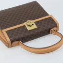 CELINE Macadam Canvas Handtasche PVC Leder Braun Gold Auth AMZ142A-6