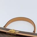 CELINE Macadam Canvas Handtasche PVC Leder Braun Gold Auth AMZ142A-8