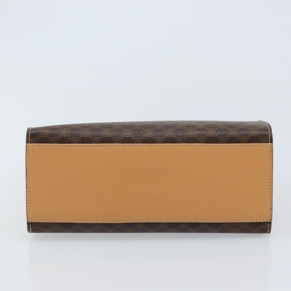 CELINE Macadam Canvas Hand Bag PVC Leather Brown Gold Auth AMZ142A