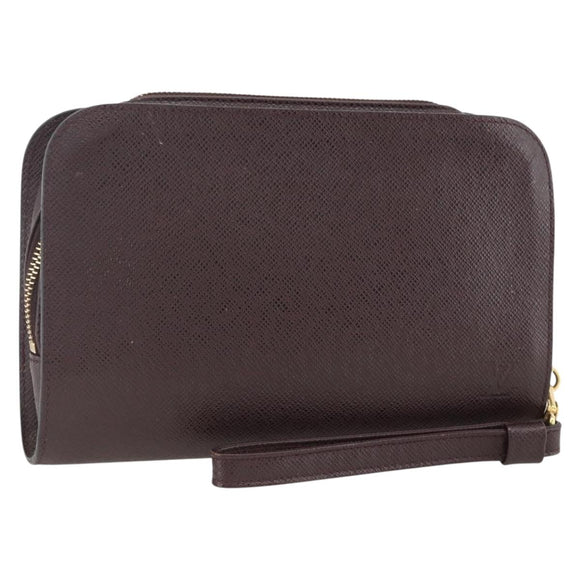 LOUIS VUITTON Taiga Baikal Clutch Bag Acajou M30186 LV Auth AMZ144