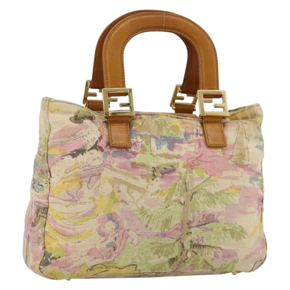 FENDI Hand Bag Canvas Multicolor Gold Auth AMZ146A
