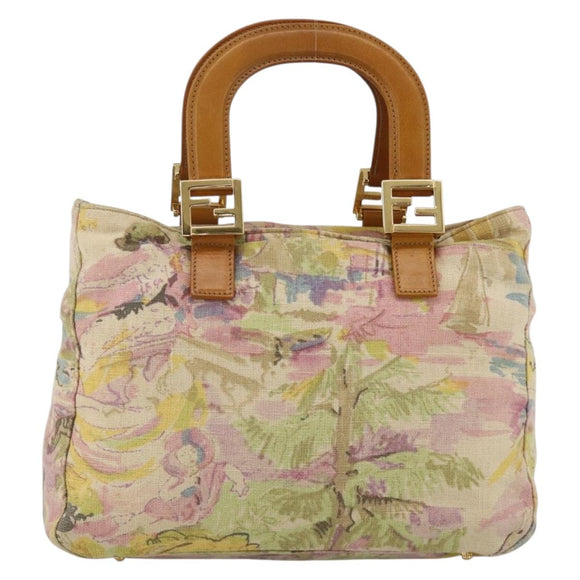 FENDI Hand Bag Canvas Multicolor Gold Auth AMZ146A