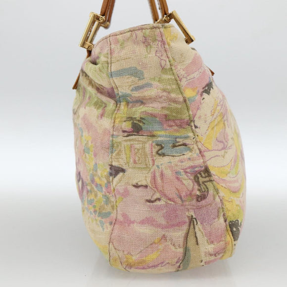 FENDI Hand Bag Canvas Multicolor Gold Auth AMZ146A