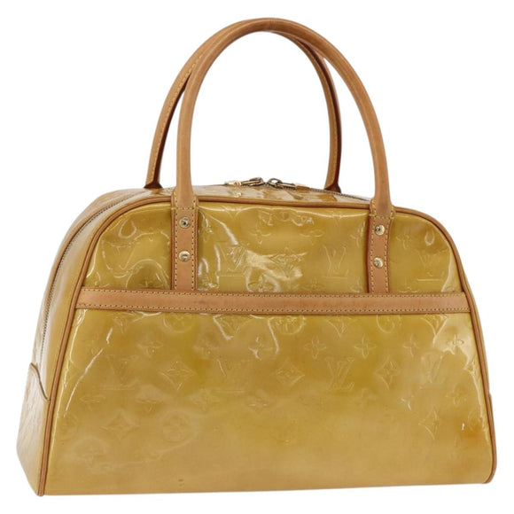 LOUIS VUITTON Monogram Vernis Tompkins Square Hand Bag Beige M91149 Auth AMZ152