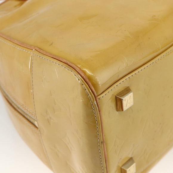LOUIS VUITTON Monogram Vernis Tompkins Square Hand Bag Beige M91149 Auth AMZ152