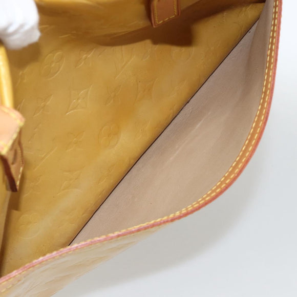 LOUIS VUITTON Monogram Vernis Tompkins Square Hand Bag Beige M91149 Auth AMZ152