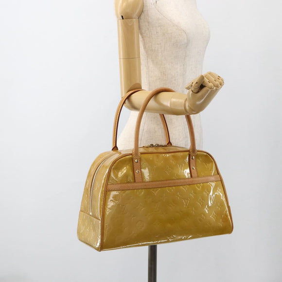 LOUIS VUITTON Monogram Vernis Tompkins Square Hand Bag Beige M91149 Auth AMZ152