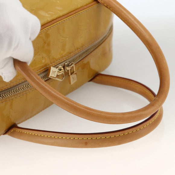 LOUIS VUITTON Monogram Vernis Tompkins Square Hand Bag Beige M91149 Auth AMZ152