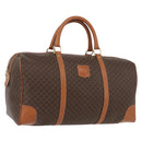 CELINE Macadam Canvas Boston Bag PVC Leather Brown Gold Auth AMZ156A-1