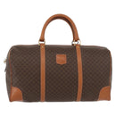 CELINE Macadam Canvas Boston Bag PVC Leather Brown Gold Auth AMZ156A-13