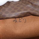 CELINE Macadam Canvas Boston Bag PVC Leather Brown Gold Auth AMZ156A-11